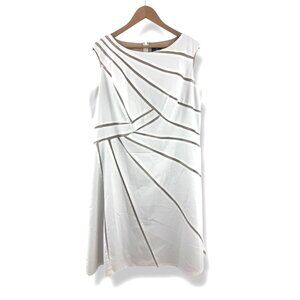 Adrianna Papell White Sleeveless Dress Size 18W 2X Wedding Bride Mother Plus Sz